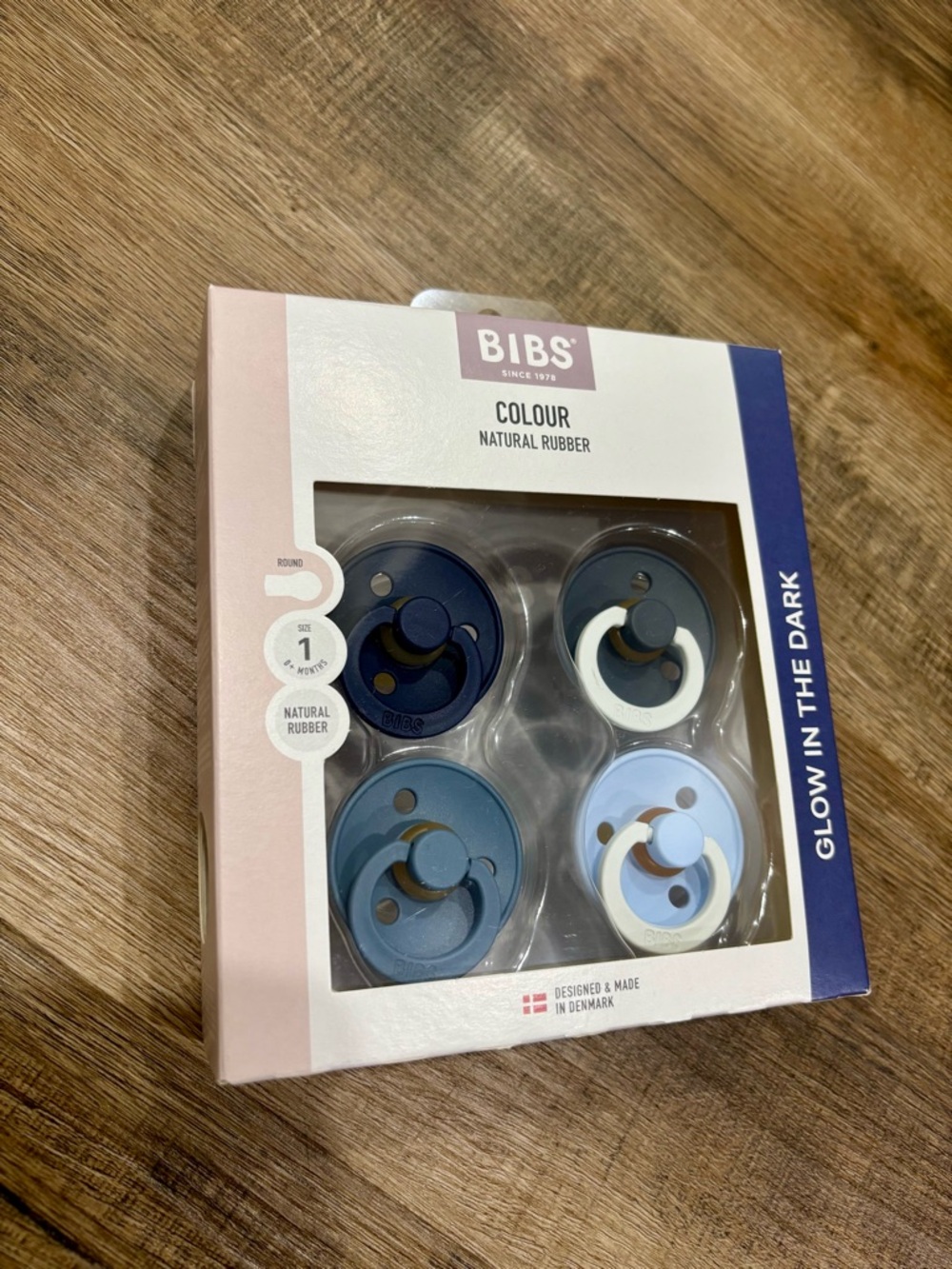 Colour Natural Rubber Pacifiers - Blue Mix (Glow in the Dark)